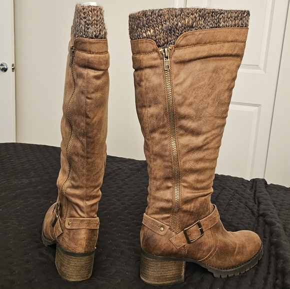 Crown Vintage Chelie Tall Brown Leather Boots - Sz 11 - Picture 9 of 13